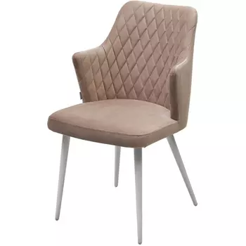 Стул M-City HERMAN БЕЖЕВЫЙ #5, велюр / белый каркас