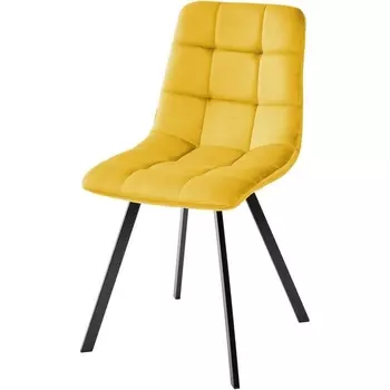 Стул M-City РИЧИ, цвет H-19 Желтый, велюр / черный каркас