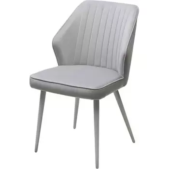 Стул M-City SEATTLE-V СВЕТЛО-СЕРЫЙ BM-4, велюр / белый каркас