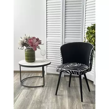 Стул МОНЕ-2 ГОБЕЛЕН ЗЕБРА ЧЕРНАЯ/ Vivaldi 38 / Clarins 100 / Черный каркас M-City (2 шт.)