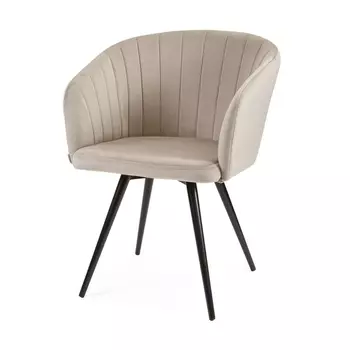 Стул MyFar Фредерик поворотный серо-бежевый велюр MF1044-1