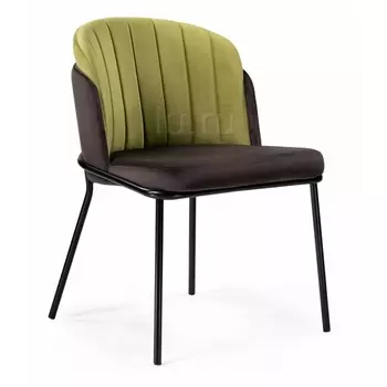 Стул Woodville на металлокаркасе Сиолим темно-коричневый / оливковый / черный глянец 494471