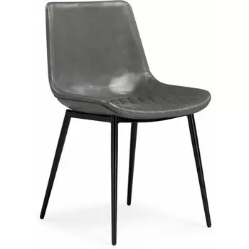 Стул на металлокаркасе Woodville Алеида серая экокожа / черный глянец арт.610746