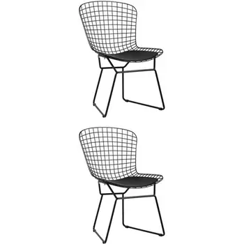 Стул обеденный Bertoia черный с черной подушкой 2 шт Stool Group (арт.УТ000037502)
