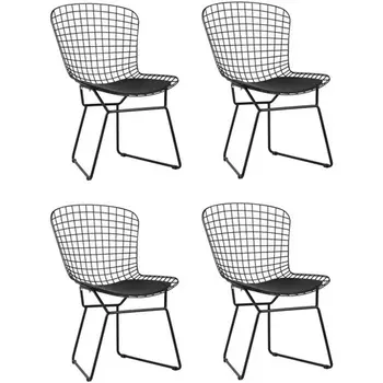 Стул обеденный Bertoia черный с черной подушкой 4 шт Stool Group (арт.УТ000037503)