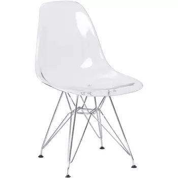 Стул обеденный DSR (ножки хром, цвет прозрачный) Dobrin 818А-LMZL CASPER CASPER, сиденья прозрачный, основания хром