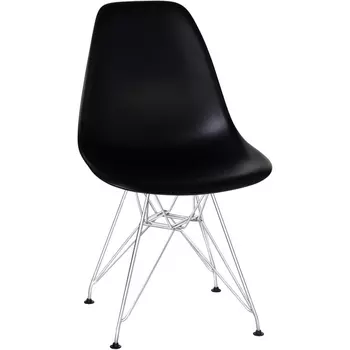 Стул обеденный DSR (ножки хром, цвет чёрный (B-03)) Dobrin 638APP-LMZL DSR, сиденья черный (B-03), основания хромированная сталь