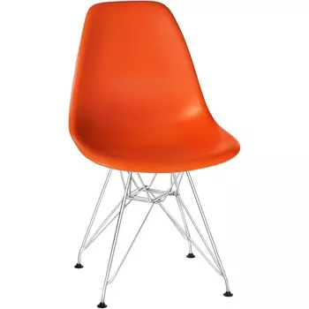 Стул обеденный DSR (ножки хром, цвет оранжевый (O-02)) Dobrin 638APP-LMZL DSR, сиденья (O-02), основания хромированная сталь