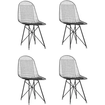 Стул обеденный Eiffel черный с черной подушкой 4 шт Stool Group (арт.УТ000037511)