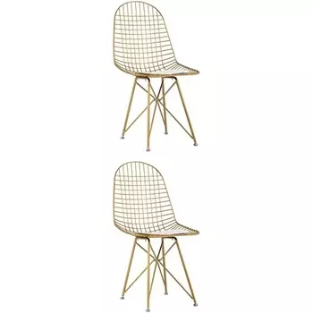 Стул обеденный Eiffel золотой с белой подушкой 2 шт Stool Group (арт.УТ000037506)