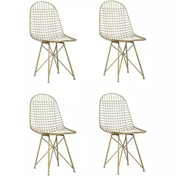 Стул обеденный Eiffel золотой с белой подушкой 4 шт Stool Group (арт.УТ000037507)