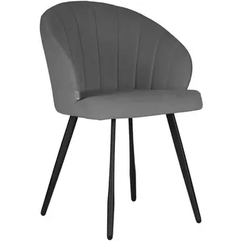 Стул обеденный (ЭМАЛЬ ЧЕРНЫЙ МУАР велюр Stone) Dobrin 16-05 NAOMI NAOMI, цвет сиденья Catania Stone велюр, основания