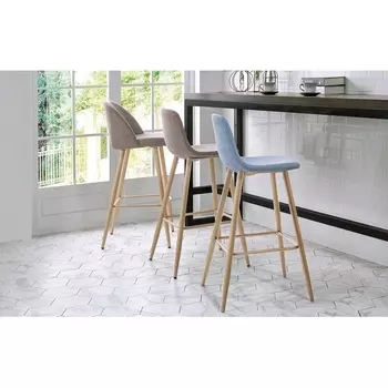 Стул полубарный 350S голубой TD3052-4/дерево ESF ПБАР350S blue/wood