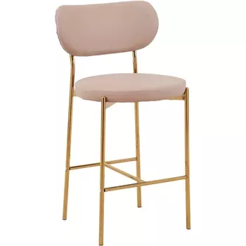 Стул полубарный Барбара экокожа бежевая золотые ножки (Stool Group)