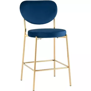 Стул полубарный Stool Group Барбара велюр королевский синий золотые ножки УТ000036054
