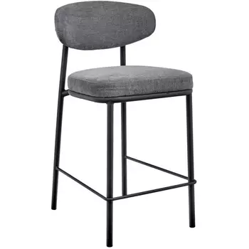 Стул полубарный Bradexhome Lucas 2 серый шенилл с чёрными ножками