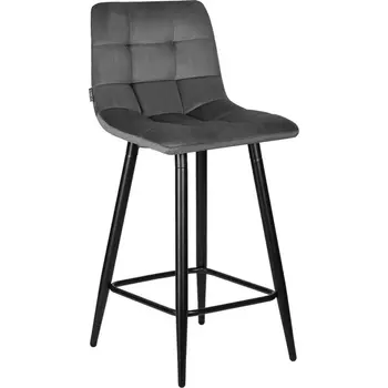 Стул полубарный DOBRIN OLIVIA (черные матовые ножки, темно-серый велюр (108-91)) Dobrin