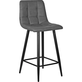 Стул полубарный DOBRIN OLIVIA (черные матовые ножки, серая антрацитовая винтажная экокожа (RU-08)) Dobrin