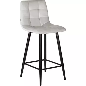 Стул полубарный DOBRIN OLIVIA (черные матовые ножки, светло-серый велюр (108-52)) Dobrin