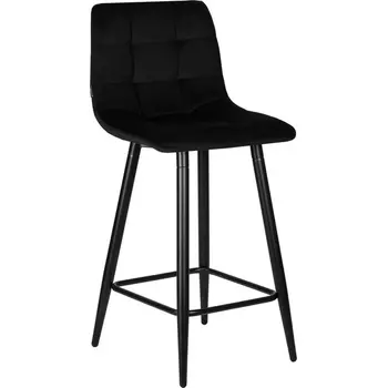 Стул полубарный DOBRIN OLIVIA (черные матовые ножки, черный велюр (108-77)) Dobrin