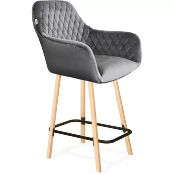 Стул полубарный Sheffilton SHT-ST34/S94-1 угольно-серый/прозрачный лак/черный муар