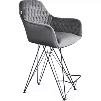 Стул полубарный Sheffilton SHT-ST38/S66-1 угольно-серый/черный муар