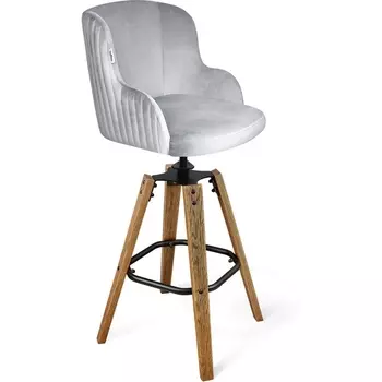 Стул полубарный Sheffilton SHT-ST39-1/S93 серое облако/дуб кор. браш./черный муар