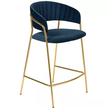 Стул полубарный синий с золотыми ножками Bradex Home Turin FR 0909