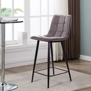 Стул полубарный UNO, бархат антрацит / чёрный конус Top Concept UNO 74669