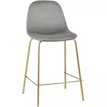 Стул полубарный велюр серый золотые ножки Stool Group УТ000004428
