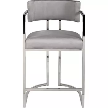 Стул полубарный велюр серый/хром 52*55*91см Garda Decor арт.76AR-60337