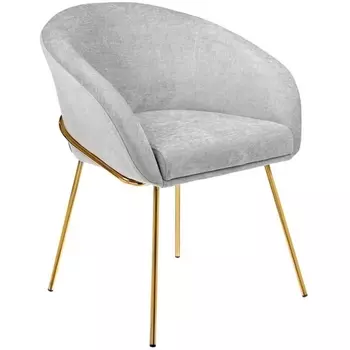 Стул-полукресло Martin серый шенилл с золотыми ножками Bradex Home арт.RF 0569