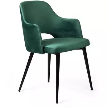 Стул с подлокотниками, бархат зелёный 19/ черный конус Top Concept WILLIAM custom 78332