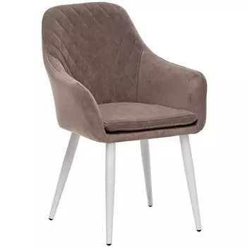 Стул с подлокотниками Leset Слим, каркас Белый, велюр Латте () 2500000185908