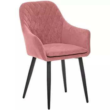 Стул с подлокотниками Слим, каркас Черный, велюр Персиковый Leset