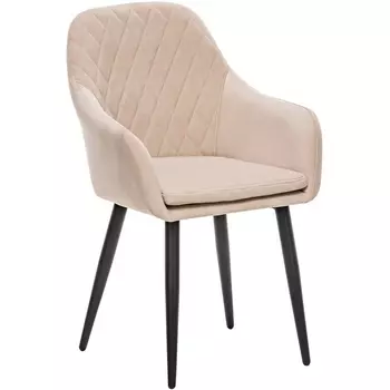 Стул с подлокотниками Слим, каркас Черный, велюр Бежевый Leset