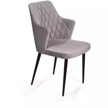 Стул с подлокотниками Top Concept Hunt ромб, бархат светло-серый 26 / чёрный конус