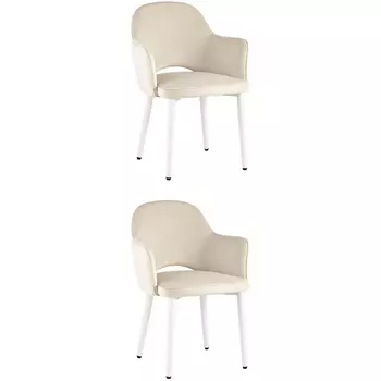 Стул Stool Group Венера велюр кремовый ножки белые 2 шт
