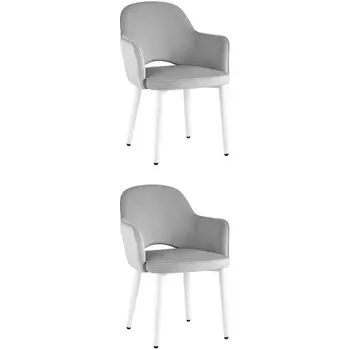 Стул Stool Group Венера велюр серебристый ножки белые 2 шт