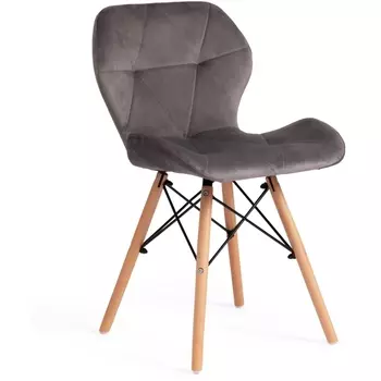 Стул (mod. 74) серый (HLR 24)/натуральный (вельвет/дерево / металл) Tetchair 111031 15210