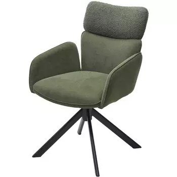 Стул TRIS 360 град. поворот с возвратом, Davis Nowo 37 зеленый, букле/ Point38 зелен / Черн, ®DISAUR M-City