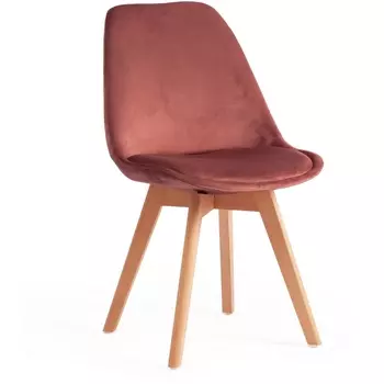 Стул (mod. 74) коралловый (HLR 44)/натуральный (вельвет/дерево) Tetchair 113786 15221