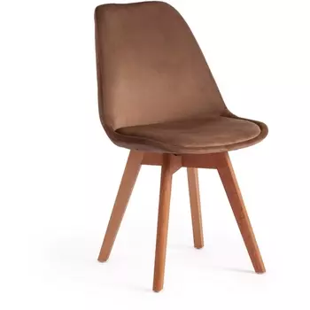 Стул TULIP SOFT (mod. 74) коричневый (HLR11)/натуральный (вельвет/дерево) (Tetchair)