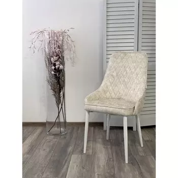 Стул ТУРИН FIESTA Молочный , велюр "антипальчиковый"/ белый каркас M-City 472M05587