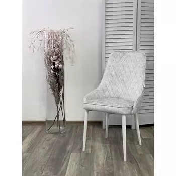 Стул ТУРИН FIESTA Светло-серый , велюр "антипальчиковый"/ белый каркас M-City 472M05588