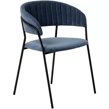Стул синий вельвет с чёрными ножками Bradex Home Turin FR 0555