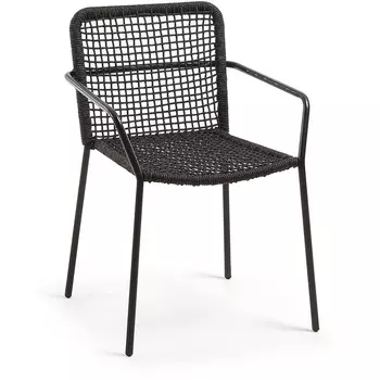 Стул уличный La Forma (ex Julia Grup) Ellen (Черный/ Веревка,Сталь)