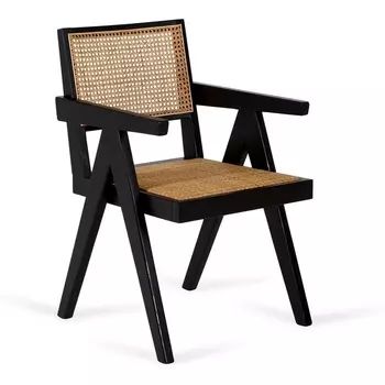 Стул уличный Maple ОГОГО Обстановочка! (Ротанг,Массив дерева/Бежевый,Черный) арт.903101