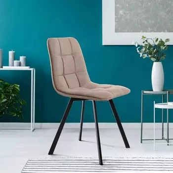 Стул UNO, бархат пепельно-бежевый 25/ чёрный профиль Top Concept UNO 78532