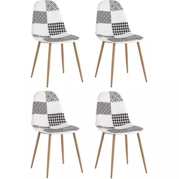 Стул Валенсия SN пэчворк черно-белый 4 шт Stool Group (арт.УТ000037337)